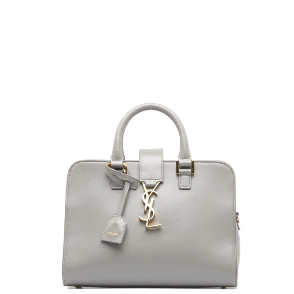 Saint Laurent Monogram Cabas Handbag Leather Gray